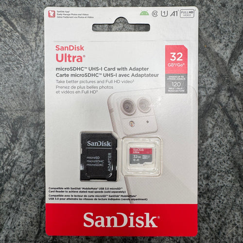 SanDisk 32GB Ultra Micro SD 120MB/s – with adapter